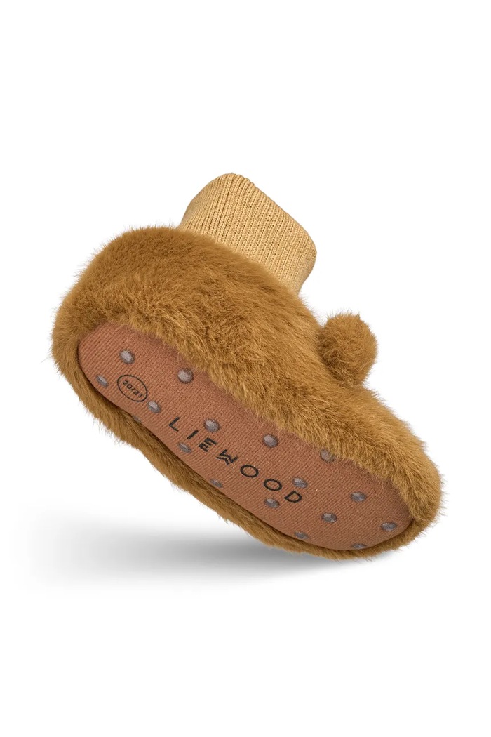 Liewood kapcie niemowlęce Beth Bear Plush Slipper LW20063.9BY2 brązowy