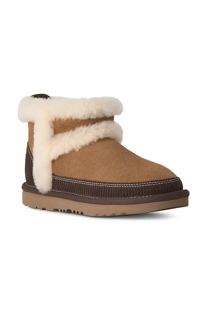 UGG Cizme de zăpadă de iarnă pentru copii din piele întoarsă CLASSIC MINIHERITAGE 1180421K bej AW26