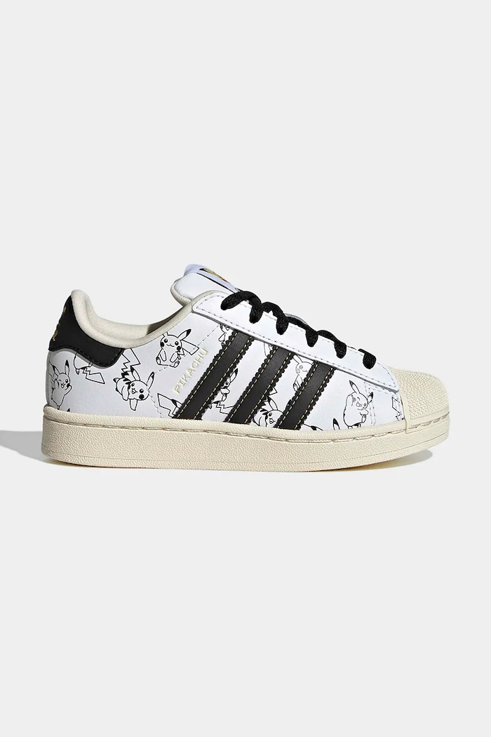 adidas Originals POKEMON SUPERSTAR II sneakers detské kožené biela KJ5612