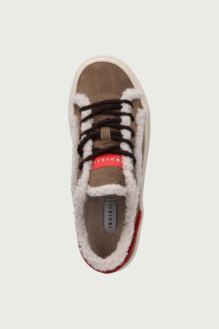 LILA SHEARLING LACE UP tenisice za djecu od brušene kože Inuikii 3001.001.0111.33.38. bež