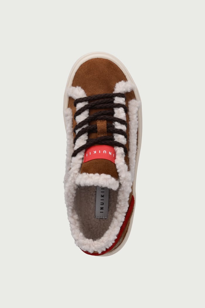 LILA SHEARLING LACE UP tenisice za djecu od brušene kože Inuikii 3001.001.0111.33.38. smeđa