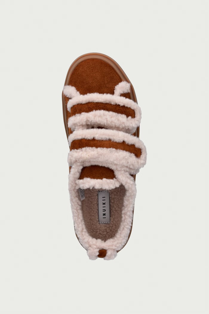 SHEARLING LOW VELCRO tenisice za djecu od brušene kože Inuikii 3001.001.0051.33.38. smeđa