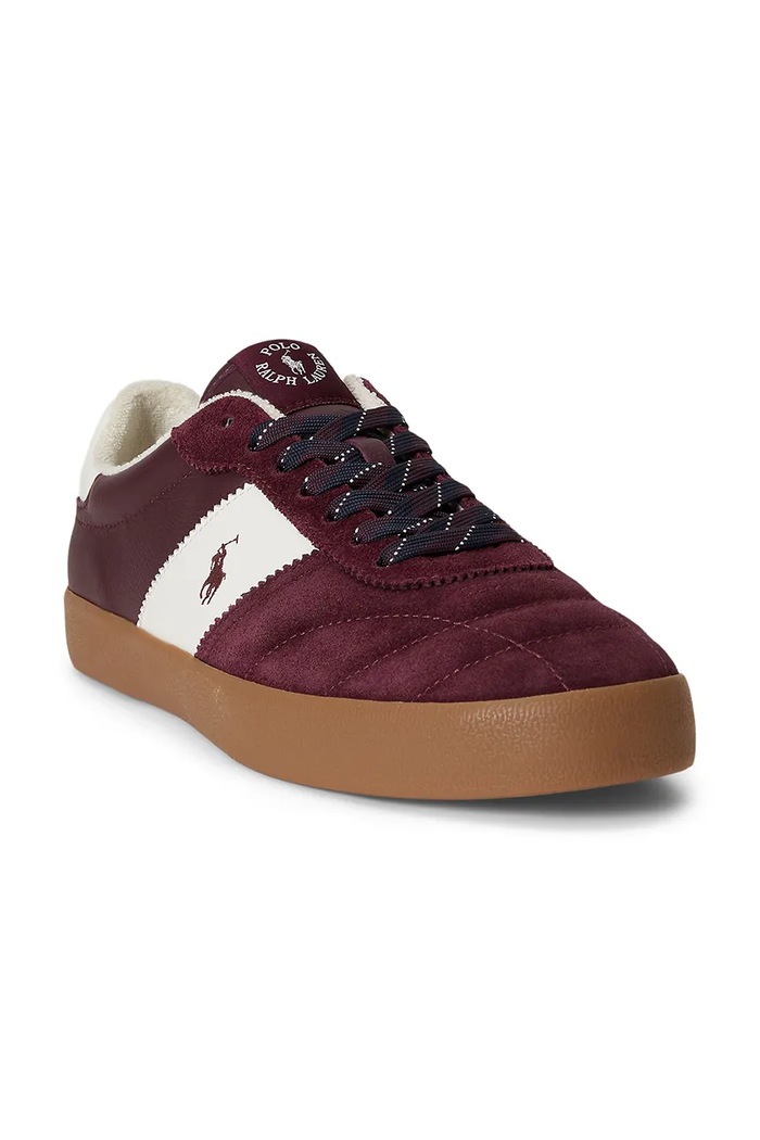 Polo Ralph Lauren Sneakersy sportowe męskie skórzane 816P15847003 bordowy AW26