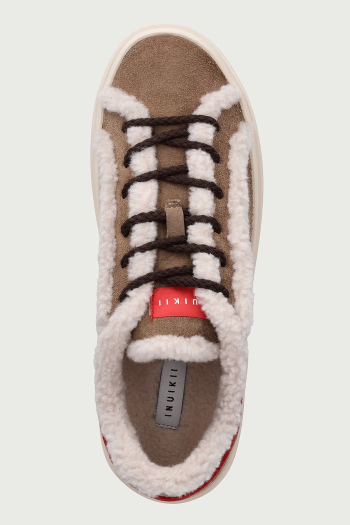 Lila Shearling Lace Up sneakersy męskie zamszowe Inuikii 2001.001.0091.262 brązowy