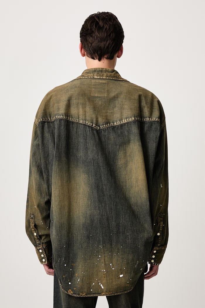 Abbigliamento Maison MIHARA YASUHIRO Camicia in jeans da uomo A17SH027 blu navy