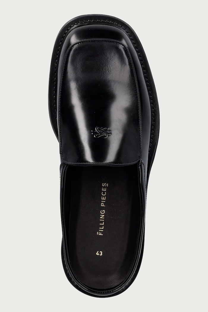 Filling Pieces klapki męskie skórzane czarny 122611346323