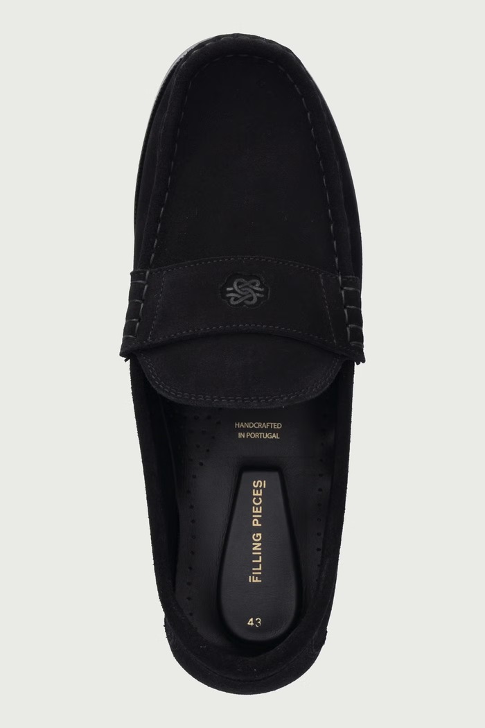 Mokasyny męskie zamszowe Filling Pieces 122611343214 czarny