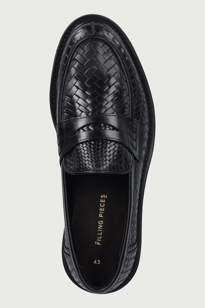 Mokasyny męskie skórzane Filling Pieces 122611303350 czarny