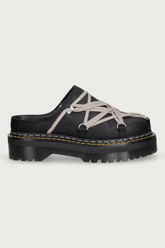 Rick Owens DRKSHDW Rick Owens DRKSHDW x Dr. Martens чехли сабо мъжки от кожа DM02F1815.6001 черен AW26