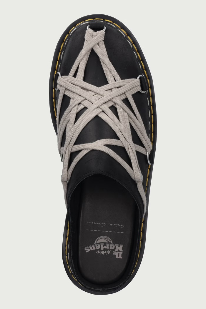 Rick Owens DRKSHDW x Dr. Martens чехли сабо мъжки от кожа Rick Owens DRKSHDW DM02F1815.6001 черен