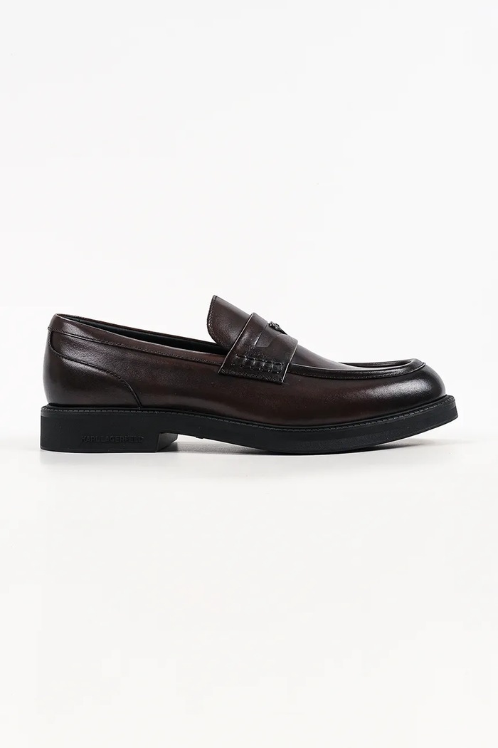 Karl Lagerfeld Loafersy męskie skórzane Kai brązowy KL12816.044