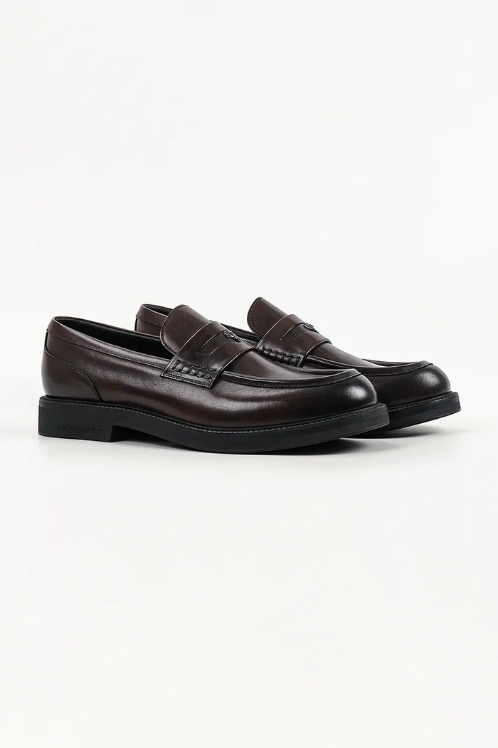 Karl Lagerfeld Loafersy męskie skórzane Kai KL12816.044 brązowy AW26