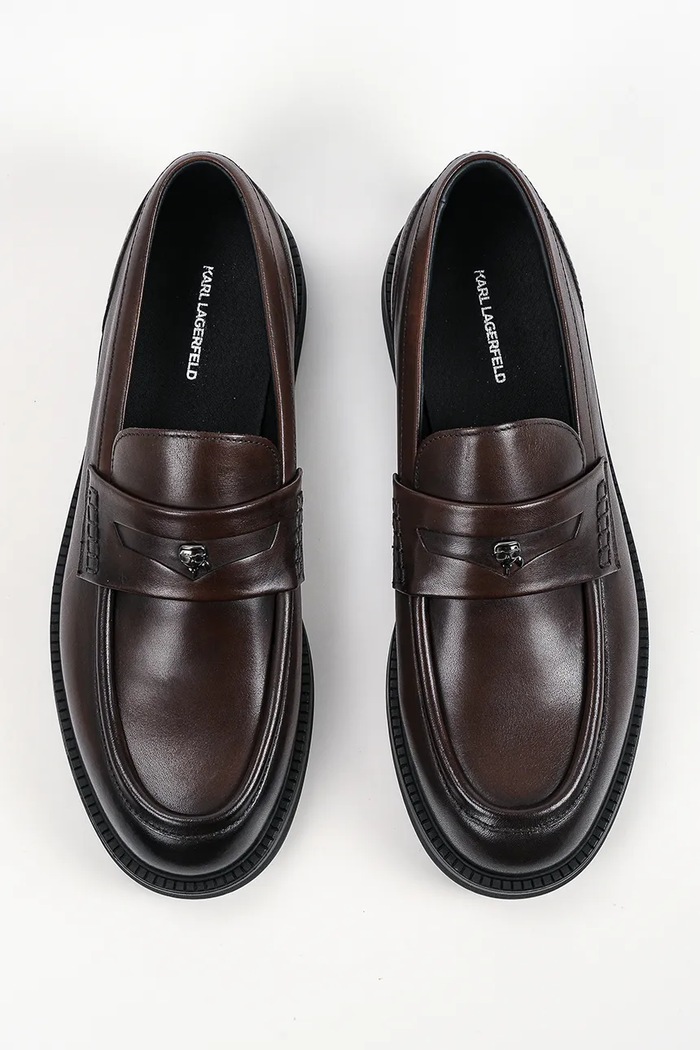 Loafersy męskie skórzane Kai Karl Lagerfeld KL12816.044 brązowy