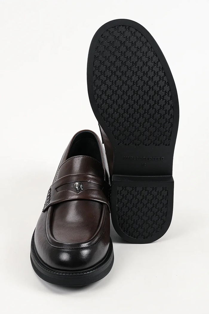 Loafersy męskie skórzane Kai Karl Lagerfeld brązowy KL12816.044