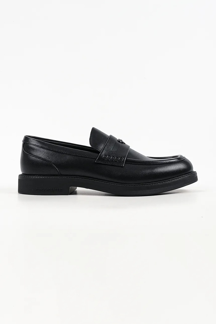 Karl Lagerfeld Loafersy męskie skórzane Kai czarny KL12816.000