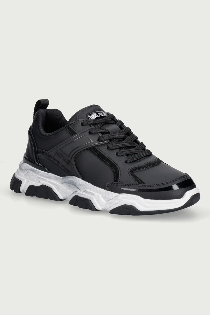 Just Cavalli Sneakersy męskie skórzane czarny 81QA3SH5ZPC40899