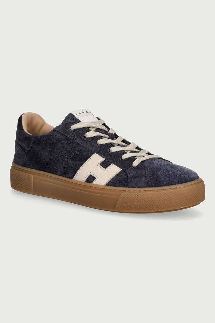 Hogan H705 Allacciato H sneakersy męskie zamszowe granatowy HXM7050GF10UHT0FDC
