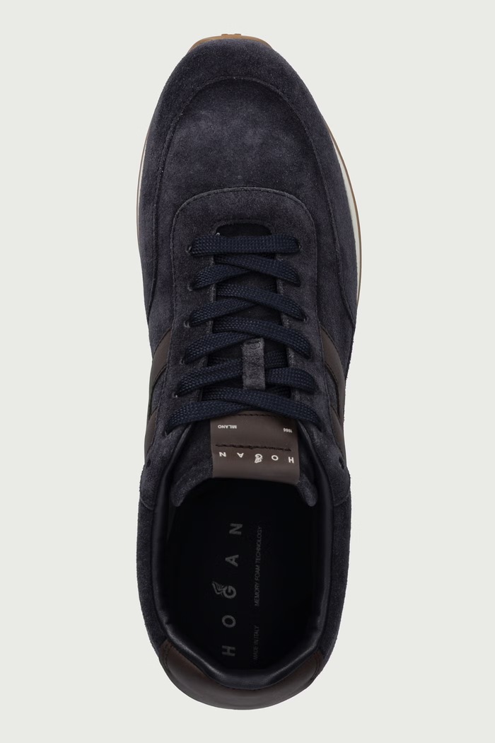 H699 Allacciato H sneakers pánske semišové Hogan HXM6990GA00UHO0FDY tmavomodrá