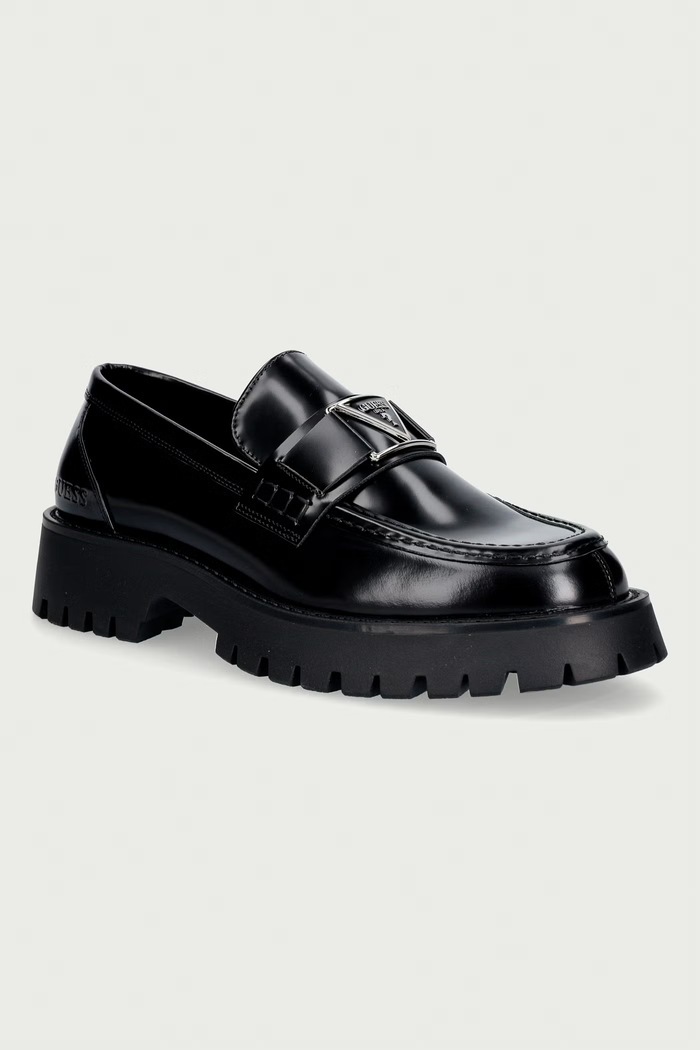 Guess μοκασίνια Ανδρικά δερμάτινα GORIZIA IV μαύρο FMFGOR.LEA14.BLACK