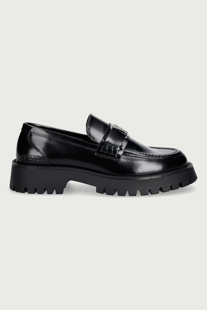 Guess Mokasyny męskie skórzane GORIZIA IV FMFGOR.LEA14.BLACK czarny AW26