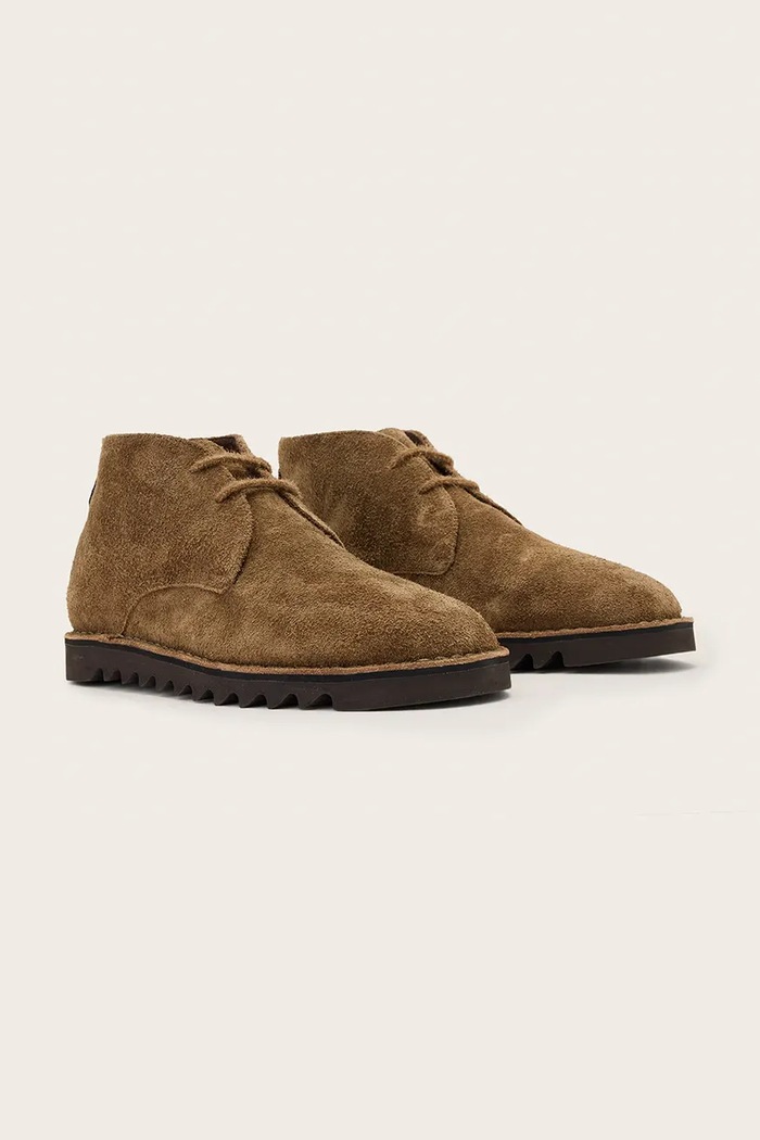 AllSaints Členkové čižmy pánske kožené Slix Chukka Boot M052FE hnedá AW26