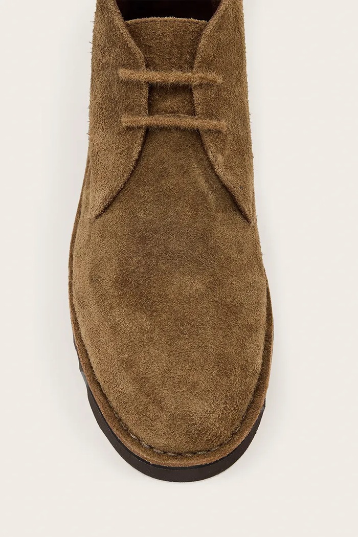 Členkové čižmy pánske kožené Slix Chukka Boot AllSaints hnedá M052FE