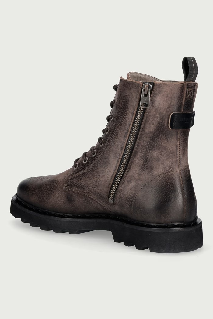 Obuwie AllSaints Buty męskie skórzane Skiff Military Boot M054FD brązowy