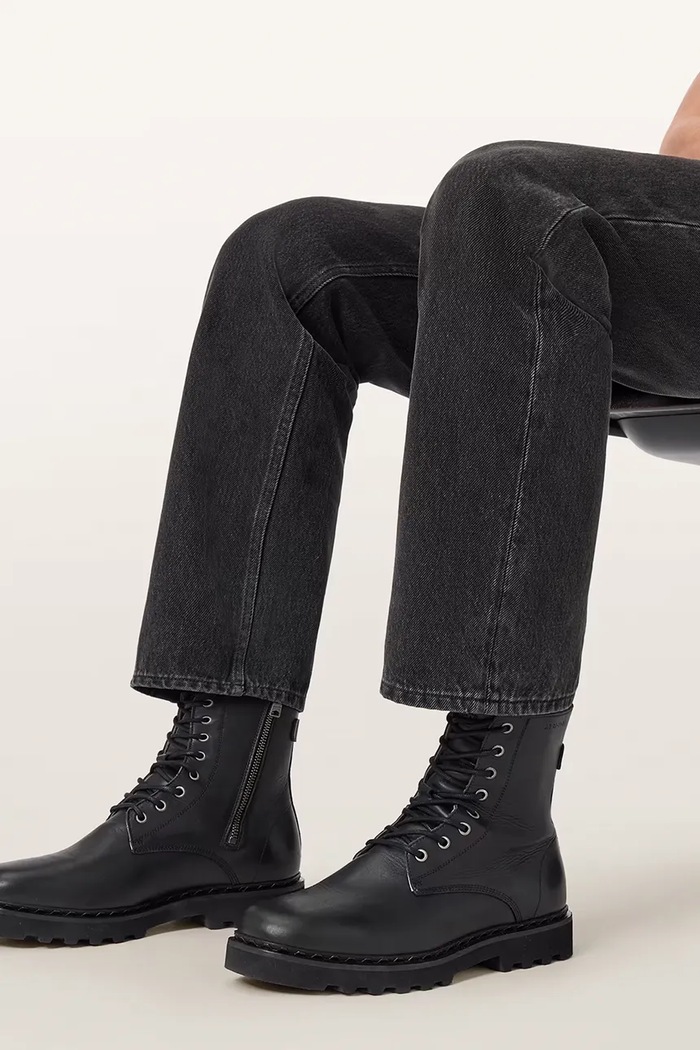 AllSaints Obuća za muškarce od kože Skiff Military Boot M054FD.BLK