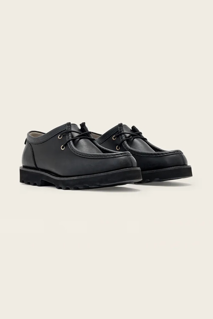 AllSaints Poltopánky pánske kožené Skiff Apron Shoe M014FE čierna AW26
