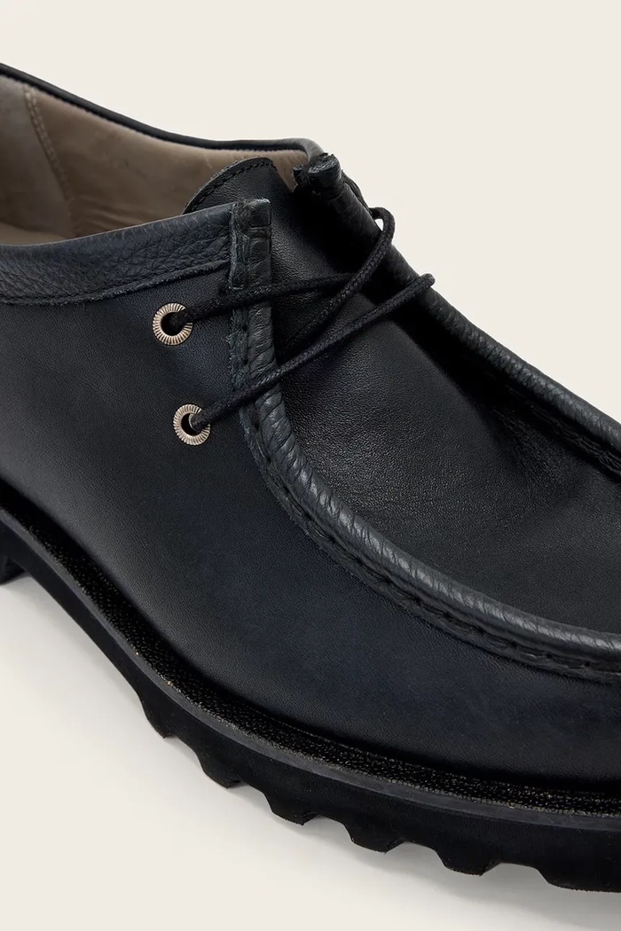 Poltopánky pánske kožené Skiff Apron Shoe AllSaints M014FE čierna