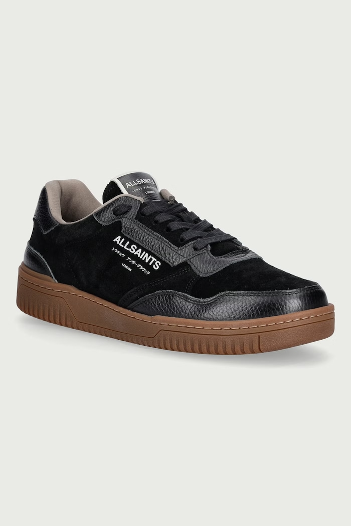 AllSaints Regan Low Top sneakersy męskie zamszowe czarny M031FF.BLK
