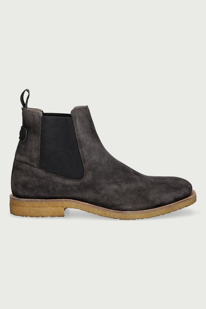AllSaints Čizme za muškarce od brušene kože Clive Chelsea Boot M009FF siva AW26