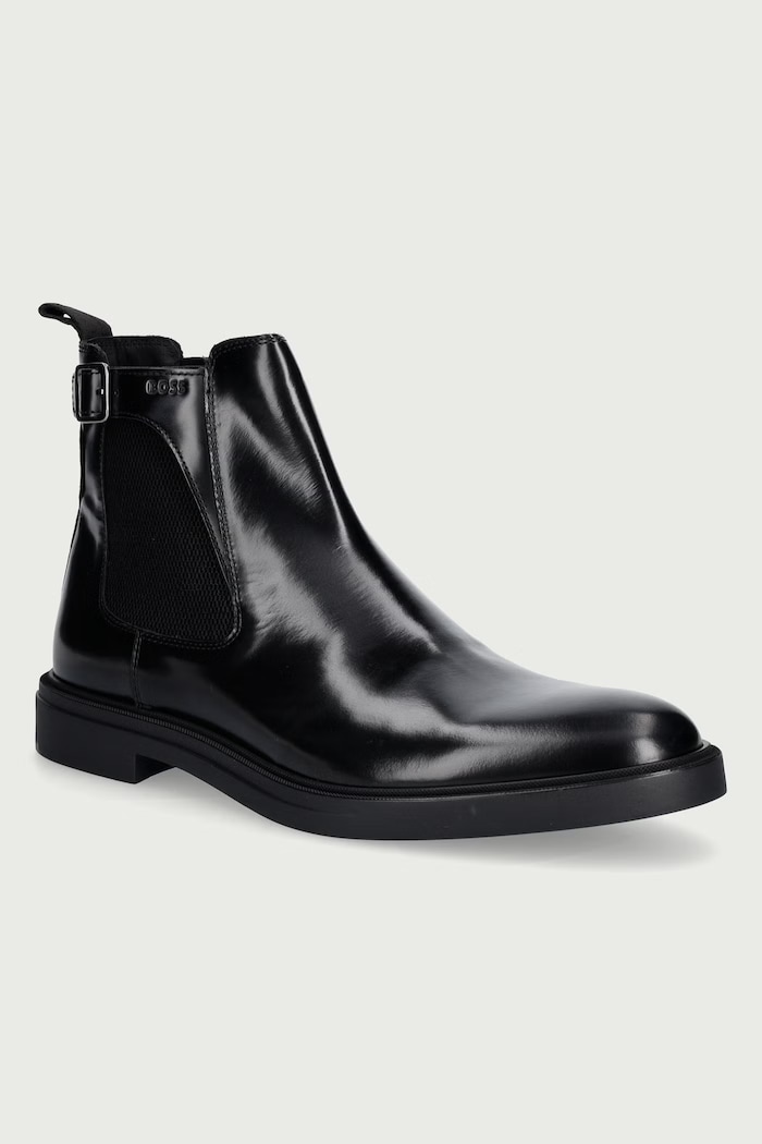 BOSS Stivali Chelsea da uomo in pelle Calev nero 50573373.021
