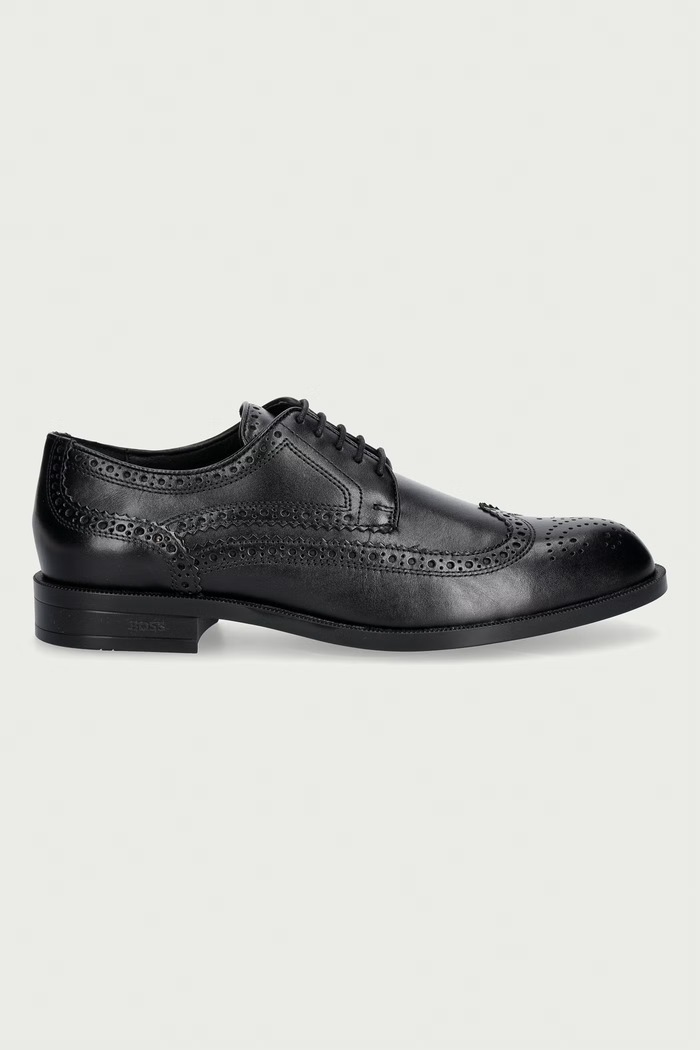 BOSS poltopánky pánske kožené Tayil 50573355.001 čierna AW26