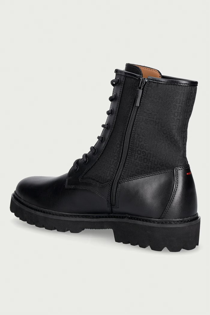 Obuv HUGO turistické topánky pánske kožené Draven 50573034.001 čierna
