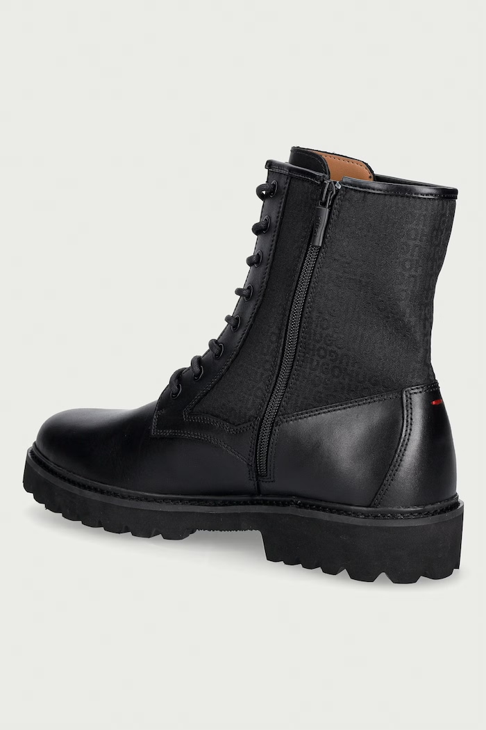 Obuv HUGO turistické topánky pánske kožené Draven 50573034.001 čierna
