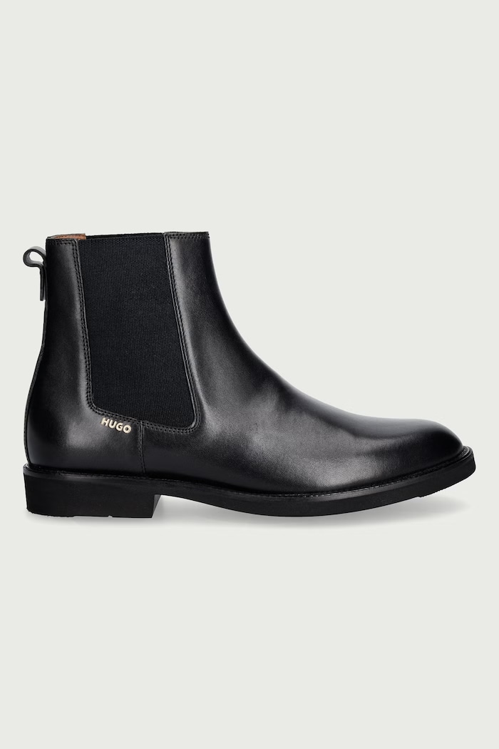 HUGO Stivali Chelsea da uomo in pelle Ginsby 50573076.001 nero AW26