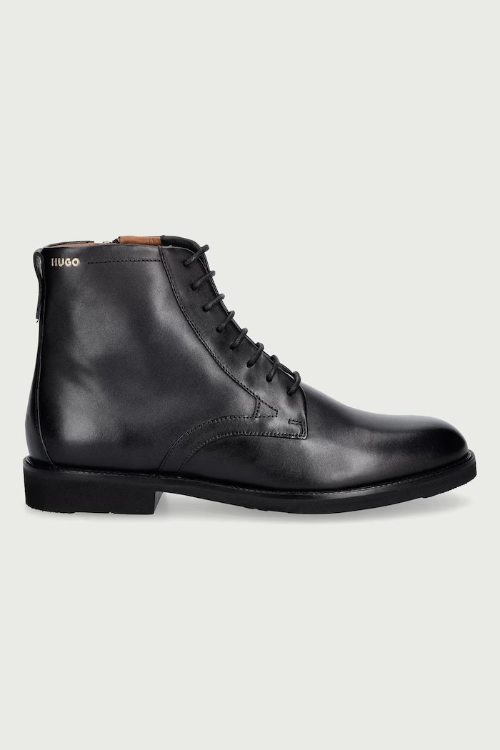 HUGO Stivali eleganti da uomo in pelle Ginsby 50573066.001 nero AW26