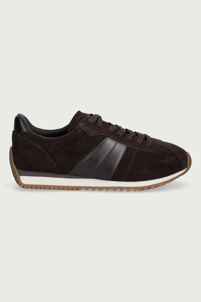 Michael Kors Rhodes Stripe Trainer sneakers da uomo in scamoscio 42F6RHFS1S.251 marrone AW26