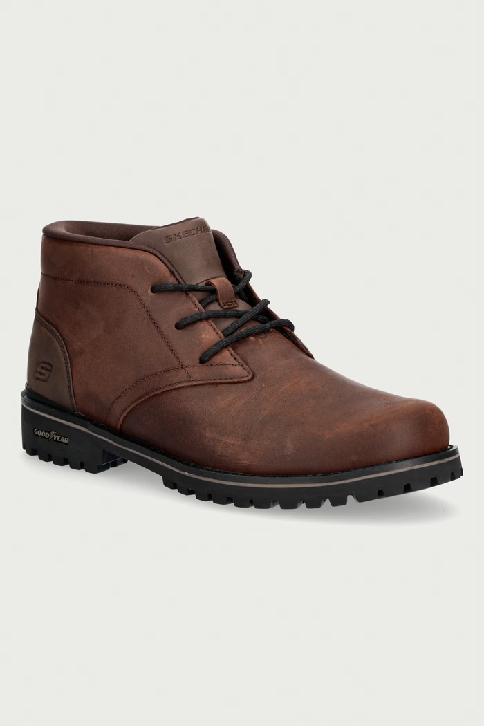Skechers Trzewiki męskie skórzane QUINTERO - DAMIEN brązowy 205903