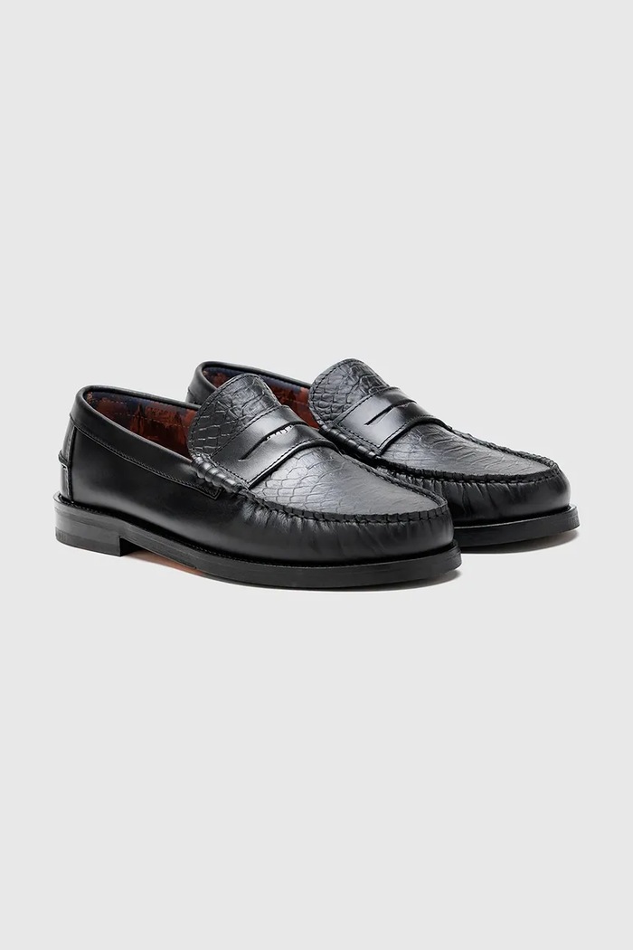 Naked Wolfe Mokasinke za muškarce od kože Riviera Riviera.Black.Snake crna AW26