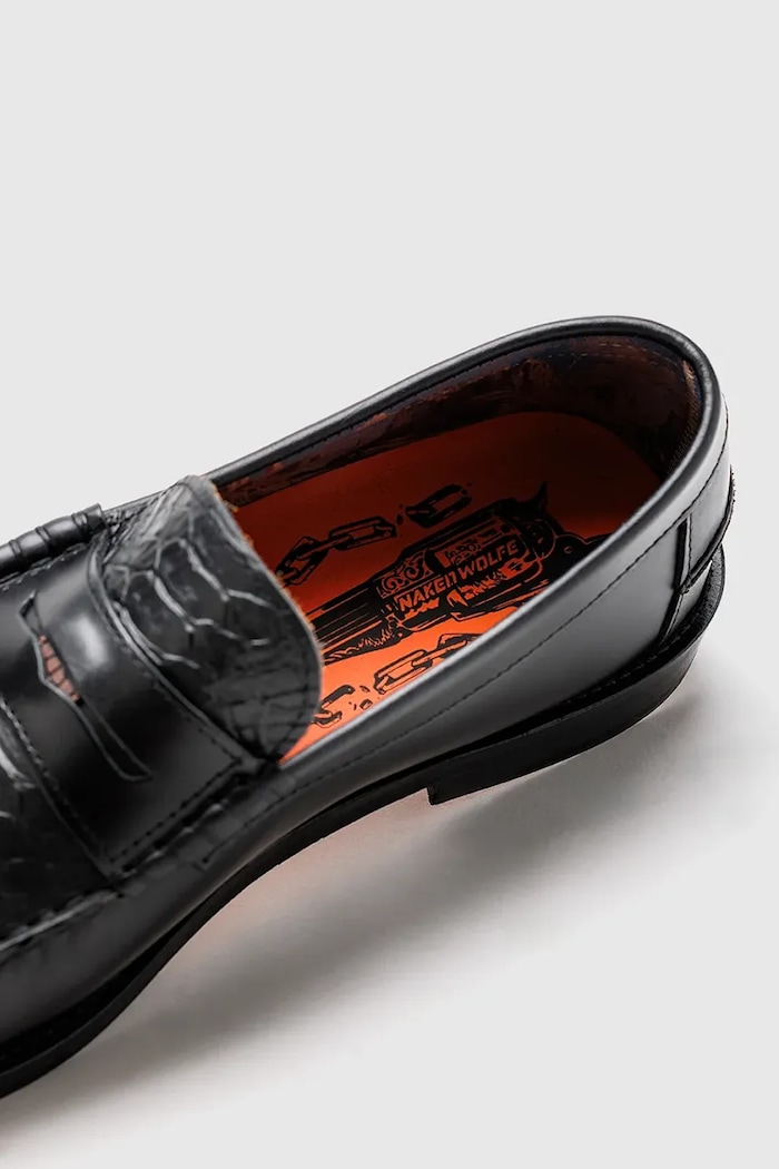 Mokasinke za muškarce od kože Riviera Naked Wolfe Riviera.Black.Snake crna