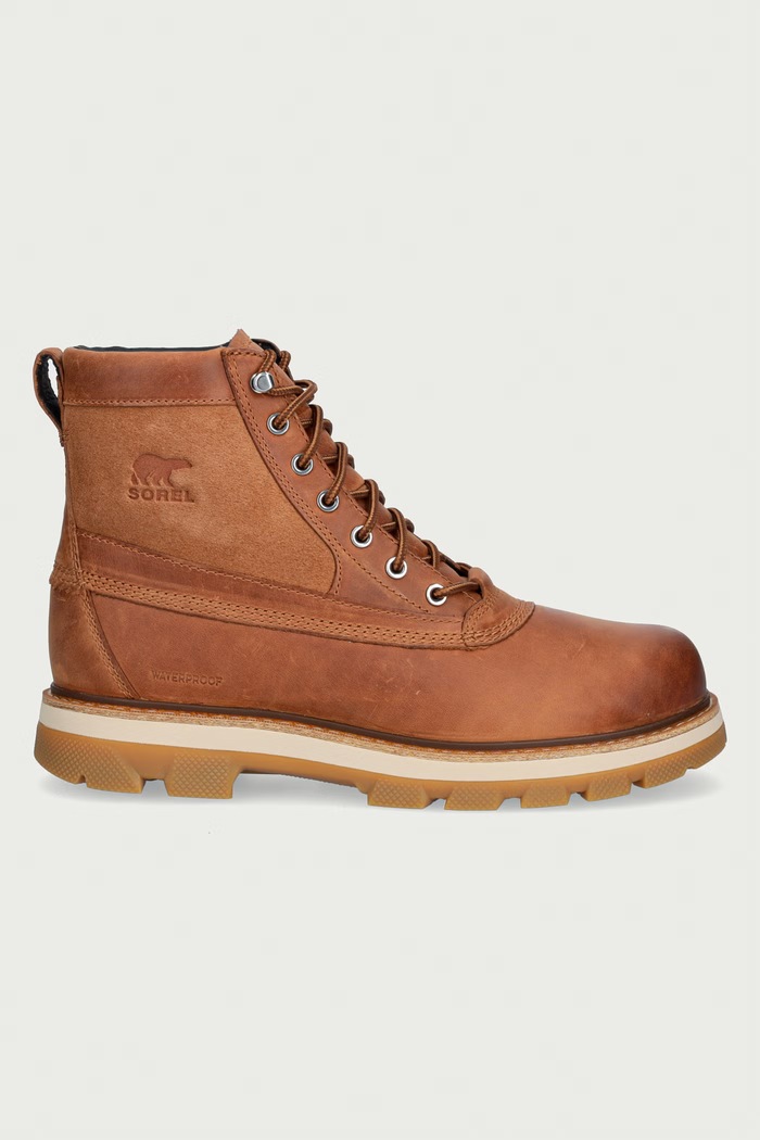 Sorel Trapery męskie skórzane LARK-47 BOOT WP 2181301242 brązowy AW26
