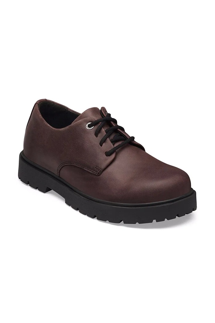Birkenstock Highwood Lace Low LEOI половинки обувки мъжки от кожа 1033129 кафяв AW26