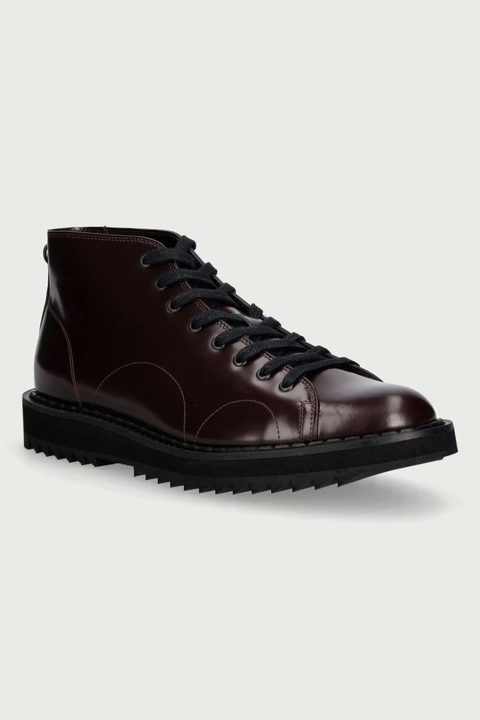 Fred Perry Półbuty męskie skórzane G Cox x FP Monkey bordowy SB3401.597