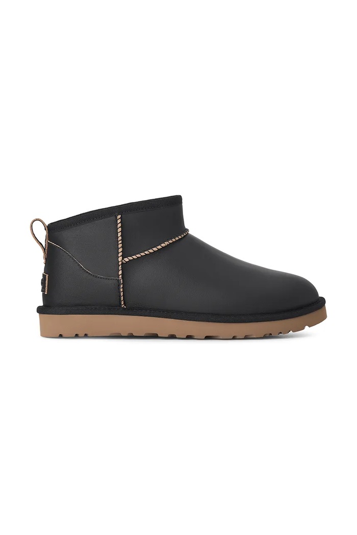 UGG M Classic Ultra Mini Contrast snehule pánske kožené čierna 1183372.BKMP