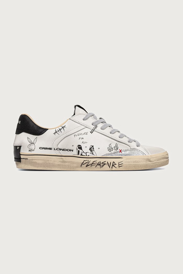Crime London DECONSTRUCTED sneakers ανδρικά δερμάτινα 77052AA9.10 λευκό AW26