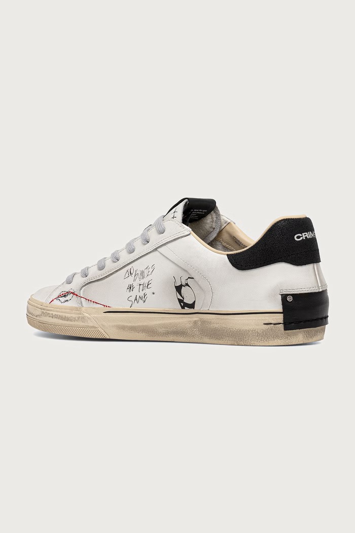 Παπούτσια Crime London DECONSTRUCTED sneakers ανδρικά δερμάτινα 77052AA9.10 λευκό