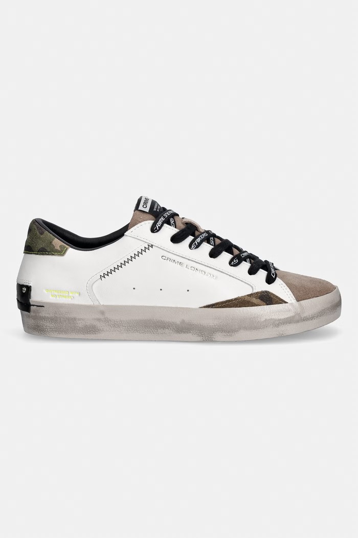 Crime London DISTRESSED sneakers ανδρικά δερμάτινα 10002AA9.10 λευκό AW26