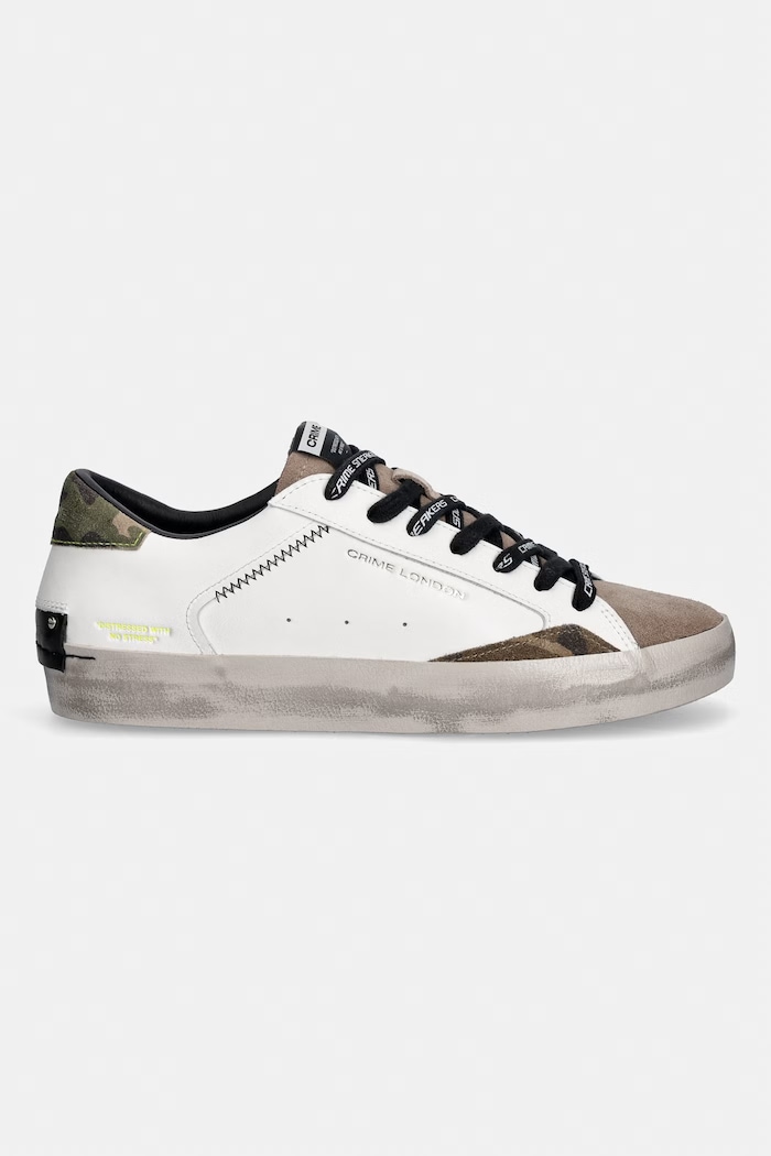 Crime London DISTRESSED sneakers ανδρικά δερμάτινα 10002AA9.10 λευκό AW26